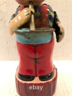 Vtg. 1960's Michanical Wind-up Bubble Blower Boy Tin Litho Marusan Japan Toy