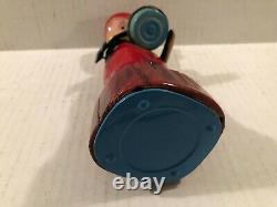 Vtg. 1960's Michanical Wind-up Bubble Blower Boy Tin Litho Marusan Japan Toy