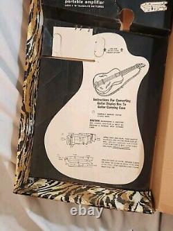Vtg 1965 Emenee Tiger Toy Guitar With Amplifier 1670 With Box/Case Instr Mip