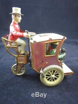 Vtg Antique Lehmann Li-la Hanson Cab Windup Tin Toy 520 Made In Germany Working
