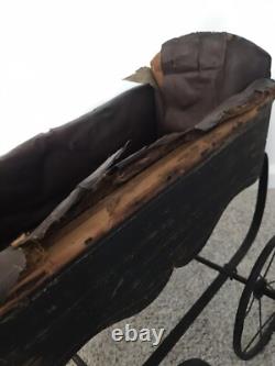 Vtg Antique Victorian Baby Doll Carriage Pram Stroller Goth Decor 1800s 1900s