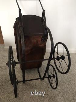 Vtg Antique Victorian Baby Doll Carriage Pram Stroller Goth Decor 1800s 1900s