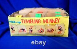 Vtg Box 12 Unused Tumbling Monkey Vintage Sc Hong Kong Toys Mechanical Windup