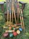 Vtg Croquet Set 5 Mallets And 5 Balls 2 Stakes Classic Wood Game Decor Display