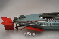Vtg Nautilus Japan Tin Litho Toy SKK 571 Wind Up Submarine Pressed Steel Metal