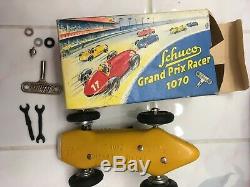 Vtg Schuco Grand Prix Racer Yellow Car 1070 Toy Germany Key Manual Tools Box