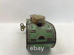 Vtg marx doughboy tank windup toy with key 1930