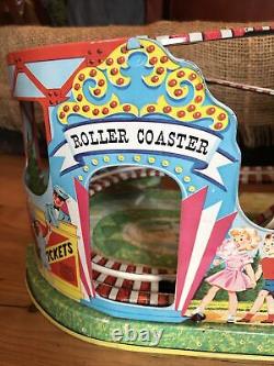 WORKING Vintage TIN LITHO J. Chein Roller Coaster Wind-Up Excellent Condition