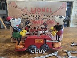 WOW! 1930's Lionel Walt Disney Enterprises Mickey Minnie Mouse Hand Car in Box