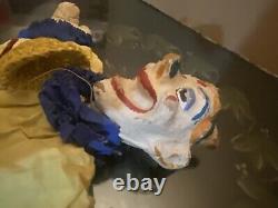 WPA DEPRESSION ERA RARE CIRCUS CLOWN 1930's PUPPET DOLL WithMUSEUM LABEL ON LEG