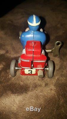 Western Germany Wind-up Toy Vintage Schuco 1035 Go Kart Micro Racer Blue