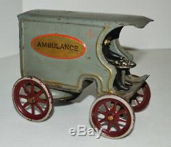 Wilkins Pressed Steel -Wind-Up Ambulance With Driver Early 1900'S Rare
