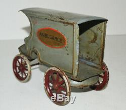 Wilkins Pressed Steel -Wind-Up Ambulance With Driver Early 1900'S Rare