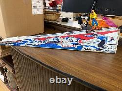 Wolverine Ski Jumper, Tin Litho, Spring-Activated Toy, With Skiier and Mountain