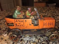 Working! Vintage AMOS AND ANDY Car Marx 1930's Tin Fresh Air Taxi Windup Toy