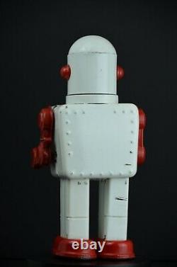 YONEZAWA Space Scout Robot Windup Tin Toy RARE White Red Vintage 1958 Japan