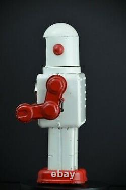 YONEZAWA Space Scout Robot Windup Tin Toy RARE White Red Vintage 1958 Japan