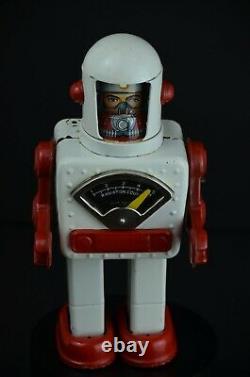 YONEZAWA Space Scout Robot Windup Tin Toy RARE White Red Vintage 1958 Japan