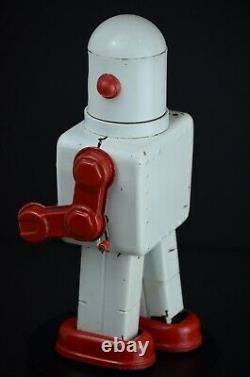 YONEZAWA Space Scout Robot Windup Tin Toy RARE White Red Vintage 1958 Japan