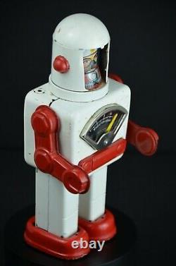 YONEZAWA Space Scout Robot Windup Tin Toy RARE White Red Vintage 1958 Japan