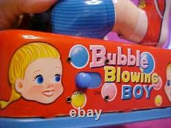 Yonezawa Michanical Wind-up Bubble Blower Boy Tin Litho Marusan Japan Toy No Box
