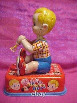 Yonezawa Michanical Wind-up Bubble Blower Boy Tin Litho Marusan Japan Toy No Box