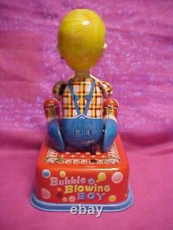 Yonezawa Michanical Wind-up Bubble Blower Boy Tin Litho Marusan Japan Toy No Box