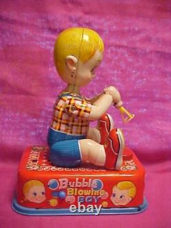 Yonezawa Michanical Wind-up Bubble Blower Boy Tin Litho Marusan Japan Toy No Box