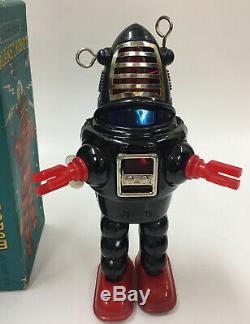 Yoshiya KO Japan Action Planet Robot tin wind-up BLUE vintage 1960's sparky toy